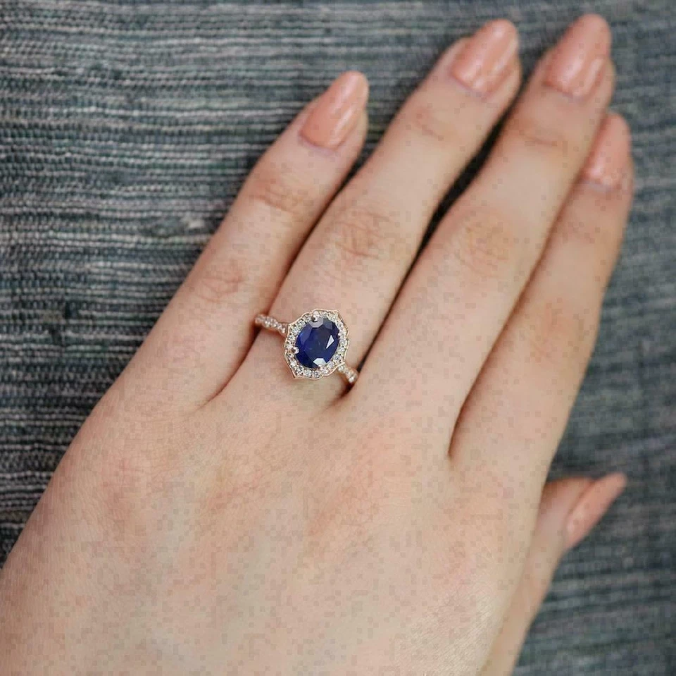 2.00 Ct Oval Cut Simulated Stone Engagement Wedding Ring 14K Solid Yellow Gold - Image 4 of 4