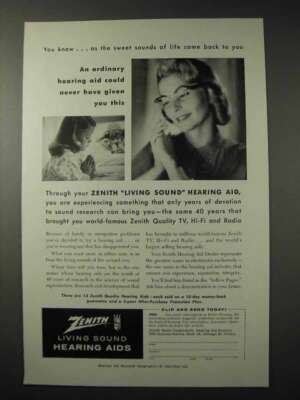 1958 Zenith Living Sound Hearing Aid Ad - Given This