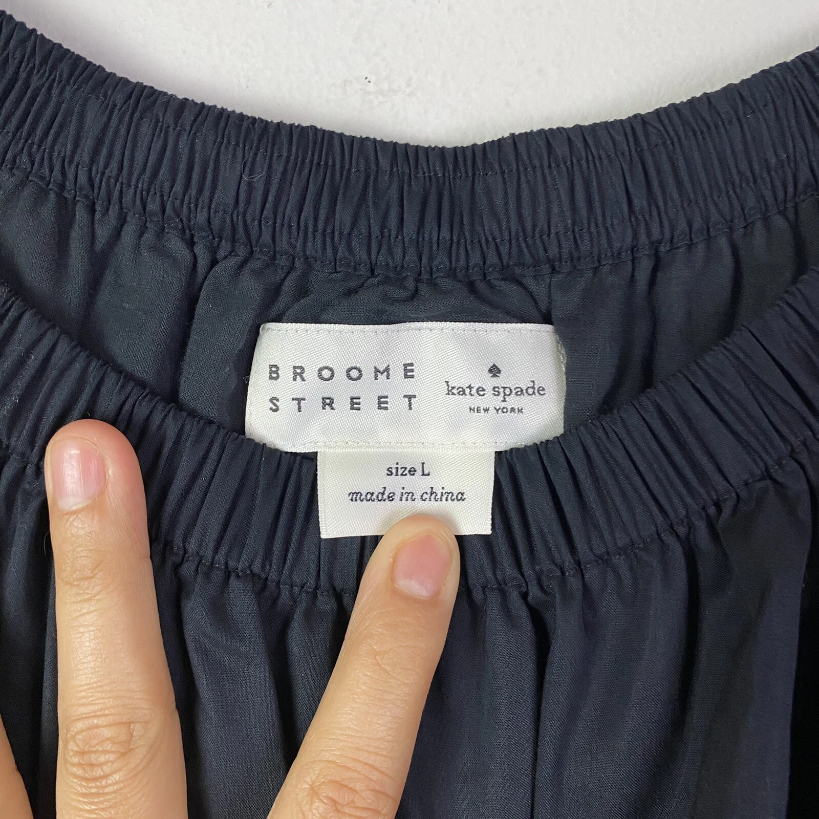 Abito donna Broome Street Kate Spade spalle scoperte taglia L nero accento uncinetto