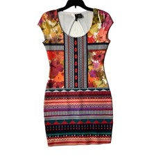 Fire Los Angeles Dress Women Size Small Tribal Floral Print Bodycon NWOT