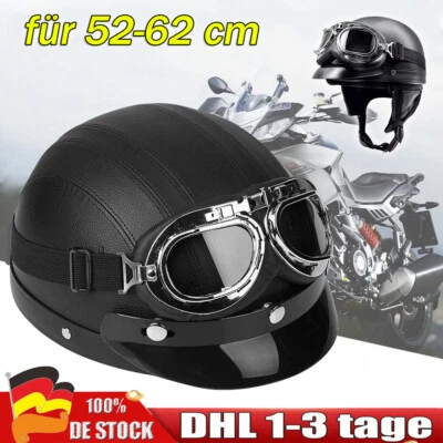 Motorradhelm Roller Helm Motorrad Halbschalenhelm Helm Helmet Cruiser Chopper DE