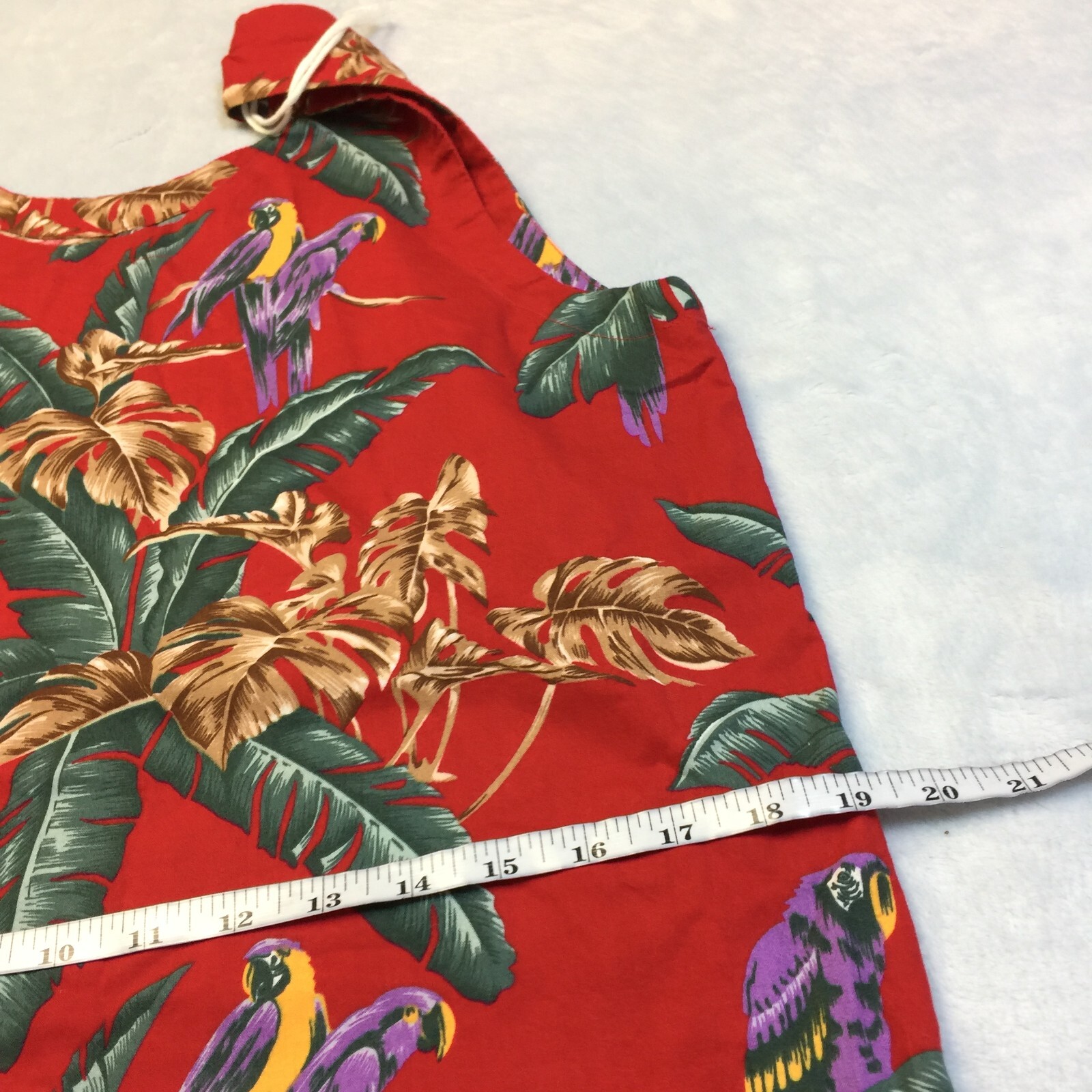 Paradise Found Hawaii Maxi Dress Size L Womans Red Parot Vintage 80s Sleeveless