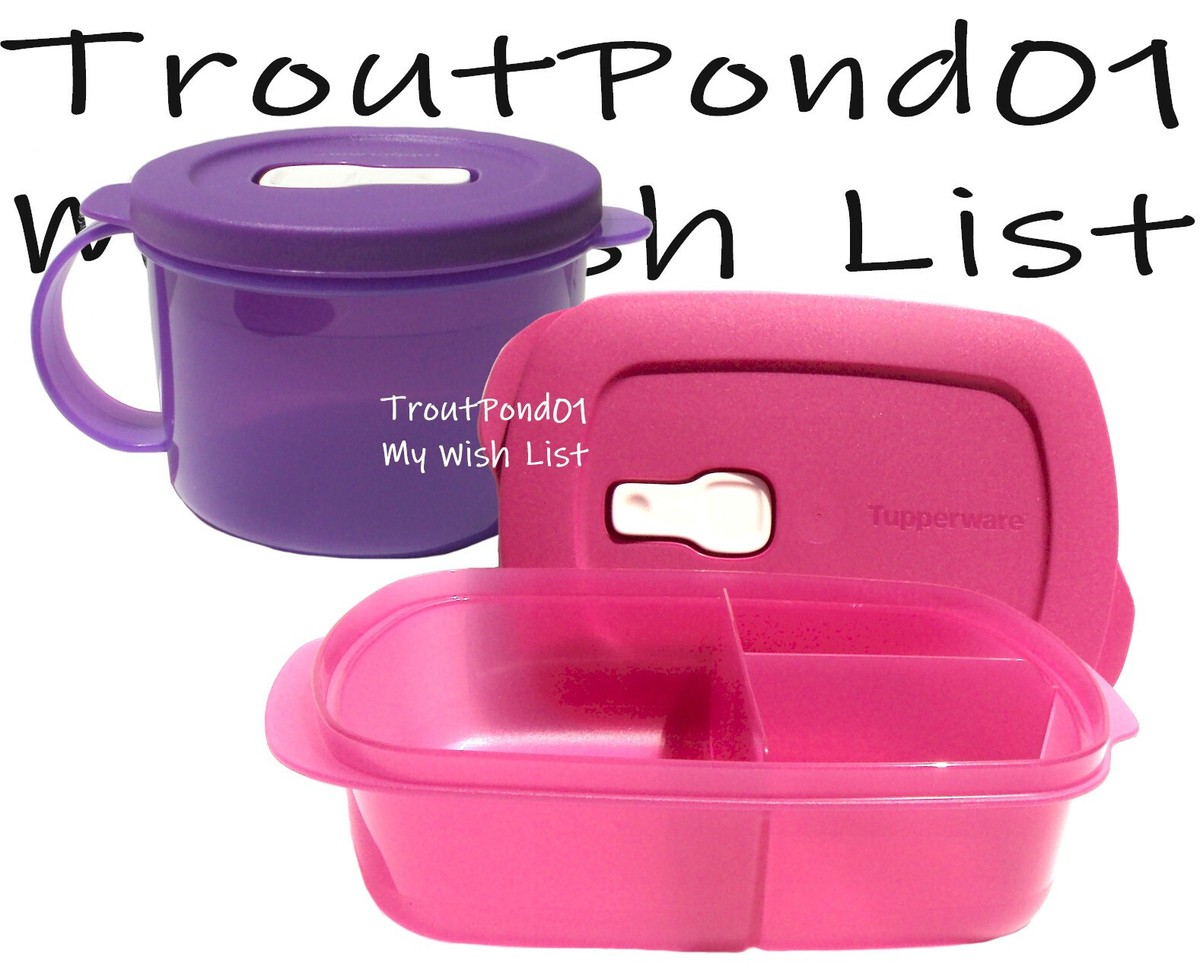 Tupperware Crystalwave Microwave Bowl Rectangle Divided Dish Pink