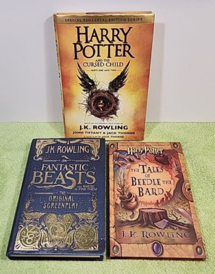 Lot of 3 J.K. Rowling Hardcover Beedle the Bard Fantastic Beasts Cursed Child