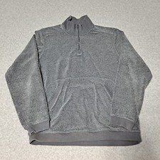 LL Bean Sweater Men Medium Gray Fleece Pullover Hike Quarter Zip Jacket Heritage