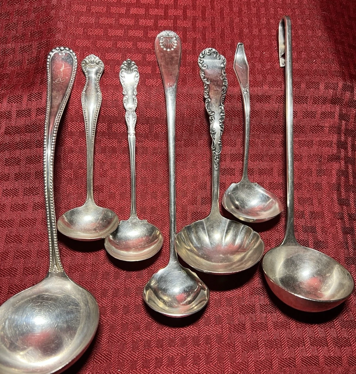 LADLES(7)*DIFFERENT PATTERNS & AGES*OLD 1894 & 1895, ETC