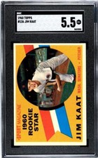 1960 TOPPS JIM KAAT ROOKIE #136 SGC 5.5 EX+