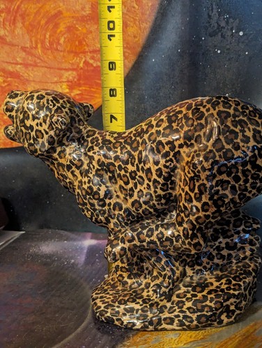 Vintage Ceramic Cheetah Jaguar Big Cat Spotted Leopard 11” x 8" Africa Sculpture - Picture 10 of 11