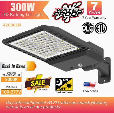 LED ParkingLot Shoebox Area Pole Light 300W Outdoor Street Fixture Walkway 5500K