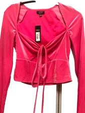 AFRM Pink summer top,size small,long sleeves, tie front,cutout middle