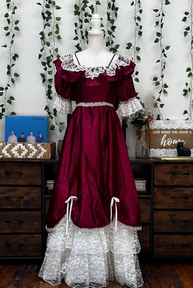 Vestido formal vintage años 80 danza encanto graduación mangas abullonadas Southern Belle XXS Foto 2 de 4