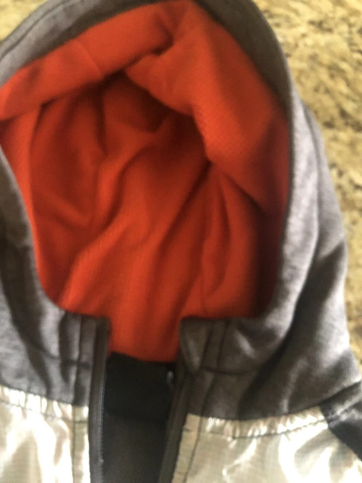 Boy's Russell Athletics  Fleece Full Zip Hoodie, Gray/orange - Size XS (4-5) - Image 2 of 4