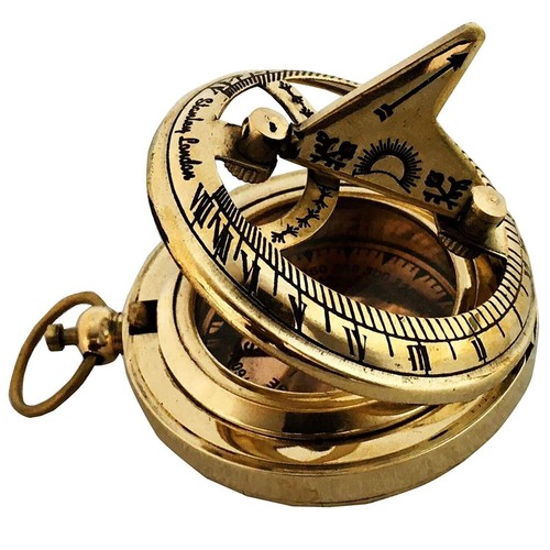 Antique Brass Sundial Compass Vintage Nautical Ship Marine Compass Gift Item - 第 1/3 張圖片