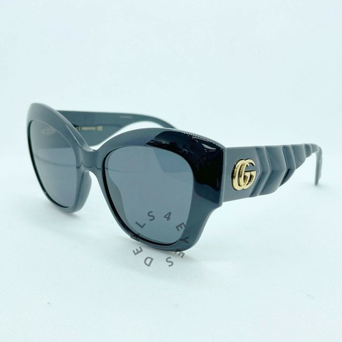 New Authentic Gucci GG0808S 001 Black Grey Lens 53MM Sunglasses Big Logo |  eBay