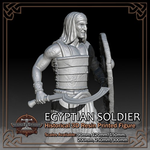 Antiguo soldado egipcio - modelo de figura impresa en resina 3D - escala 90 mm a 300 mm - Imagen 6 de 13