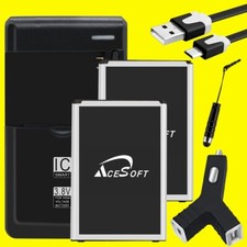 High Quality 2x 3220mAh Battery Excellent Charger Cable f LG Rebel 3 LTE L157BL