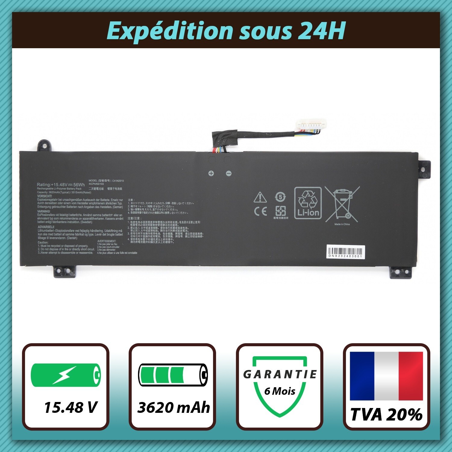 Batterie Asus ROG Strix G17 G713IH pour réparer les coupures de PC
