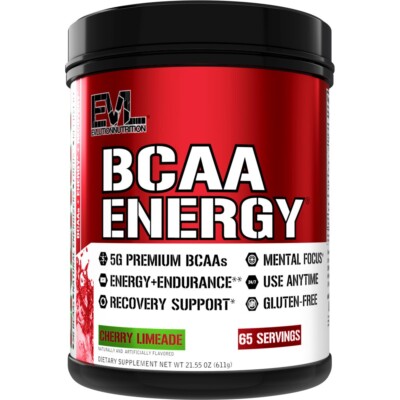EVL BCAA Energy Cherry Limeade 65srv: Pre-Workout Amino Acids for Muscle Growth