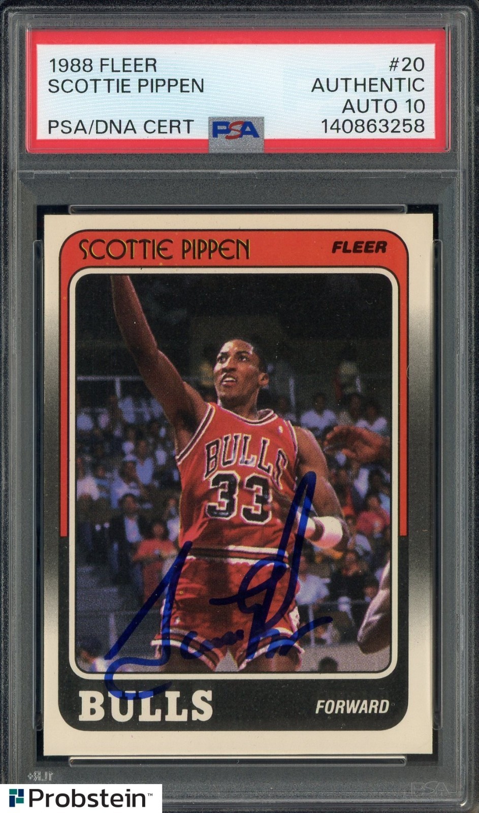 Scottie Pippen HOF Signed 1988 Fleer Basketball #20 RC Rookie PSA/DNA 10 AUTO