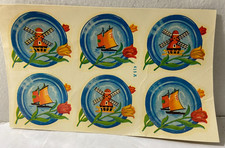 Vintage 1950's DURO Decals 415 Dutch Windmill Tulip Complete Original Decals