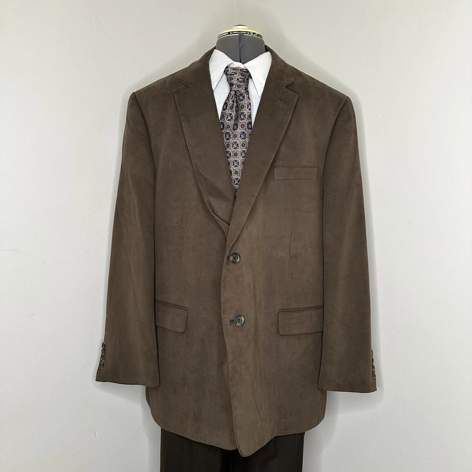 Andrew Fezza Hombres 50R 54" Imitación Gamuza Blazer Abrigo Deportivo Traje Chaqueta Marrón 2 Btn Foto 2 de 4