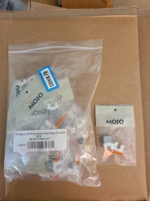 Tecmojo 180 Degree Cat6 RJ45 Keystone Jack, Grey - 25 Pack