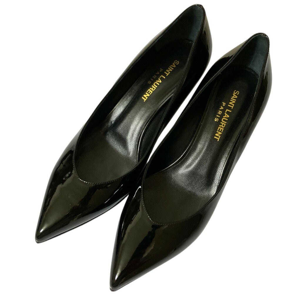 Saint Laurent Paris Shoes Pumps Heel EU 36.5 US 6.5 Patent Leather Black Auth thumbnail 19