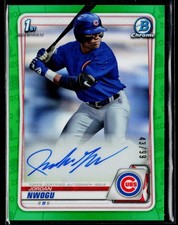 Jordan Nwogu 2020 Bowman Draft Chrome Draft Pick Autographs Green #/99 Cubs 1st