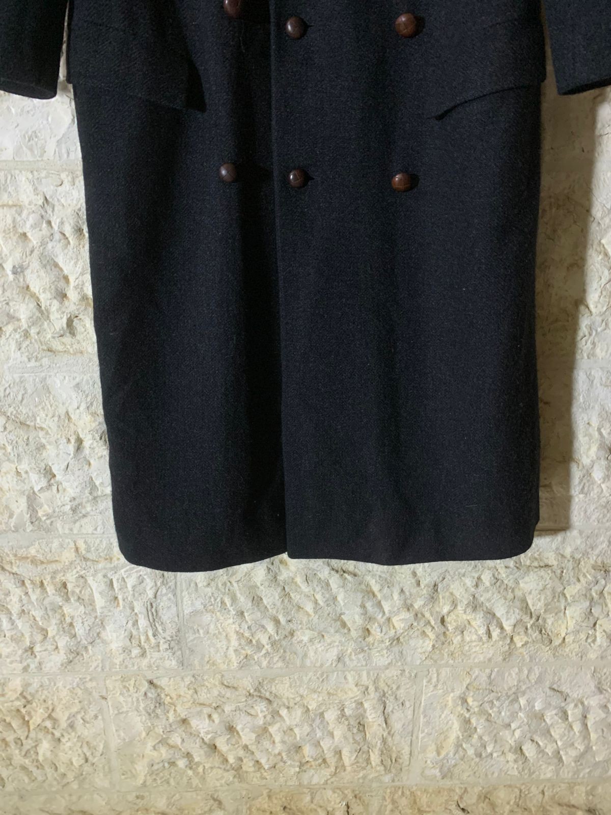 Vintage Hugo Boss pure Wool tweed db gangster Charcoal over coat 48R 48S XL thumbnail 3