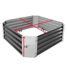 24"x24"New Garden Bed Planter Box For Grow Plant Flower Vegetable Metal