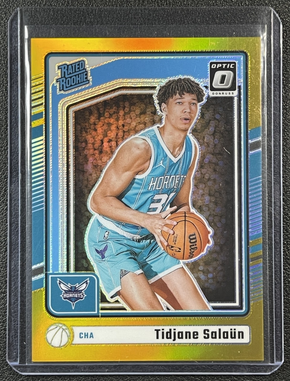 TIDJANE SALAUN 2024-25 PANINI DONRUSS OPTIC #286 RATED ROOKIE GOLD PRIZM RC 2/10