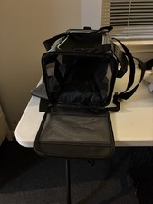 Vceoa Gray Fabric Mesh Cat Carrier Bag Soft-Sided Pet Travel