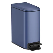 Slim Bathroom Trash Can with Lid Soft Close Step Pedal 6 Liter / 1.6 Gallon S...