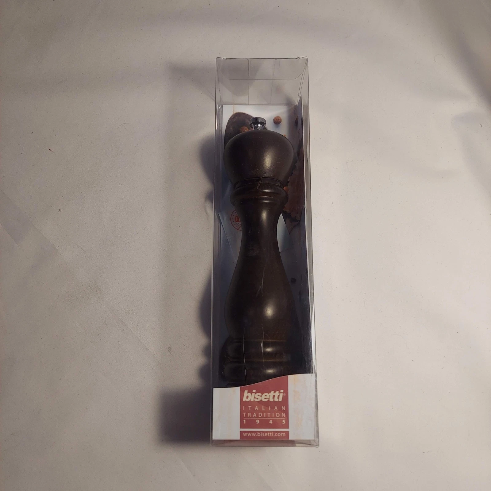 Bisetti 9.5 Inch Roma Beech Wood Pepper Mill, Adjustable Carbon Steel Grinder
