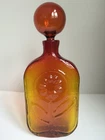 Vintage 1960’s Wayne Husted Blenko Tangerine Amberina Sunflower Glass Decanter