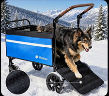 Libbipaw 4-Wheel Foldable Pet Stroller Wagon Cart, Blue, Large Dog