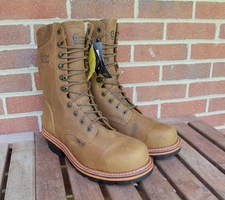 CHIPPEWA Thunderstruck 10" Waterproof Nano Comp Toe Logger Boots Sz 12 D Brown