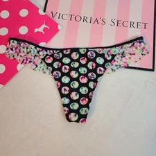 Rare Y2K VS PINK Extra Low Rise Lace Back Cotton Thong Panty Size M