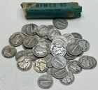 1 ROLL of 51, MIXED DATE, SILVER 90% MERCURY DIMES FIRST TIME OPENED IN 40 YEARS