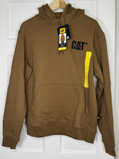 CAT Men's S Pullover Brown Long Sleeve Quality Heavy Hoody Sweatshirt New w Tags