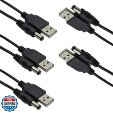 HiLetgo 5pcs USB 2.0 A Male to DC 5.5x2.1mm 5 Volt DC Connector Charge Barrel
