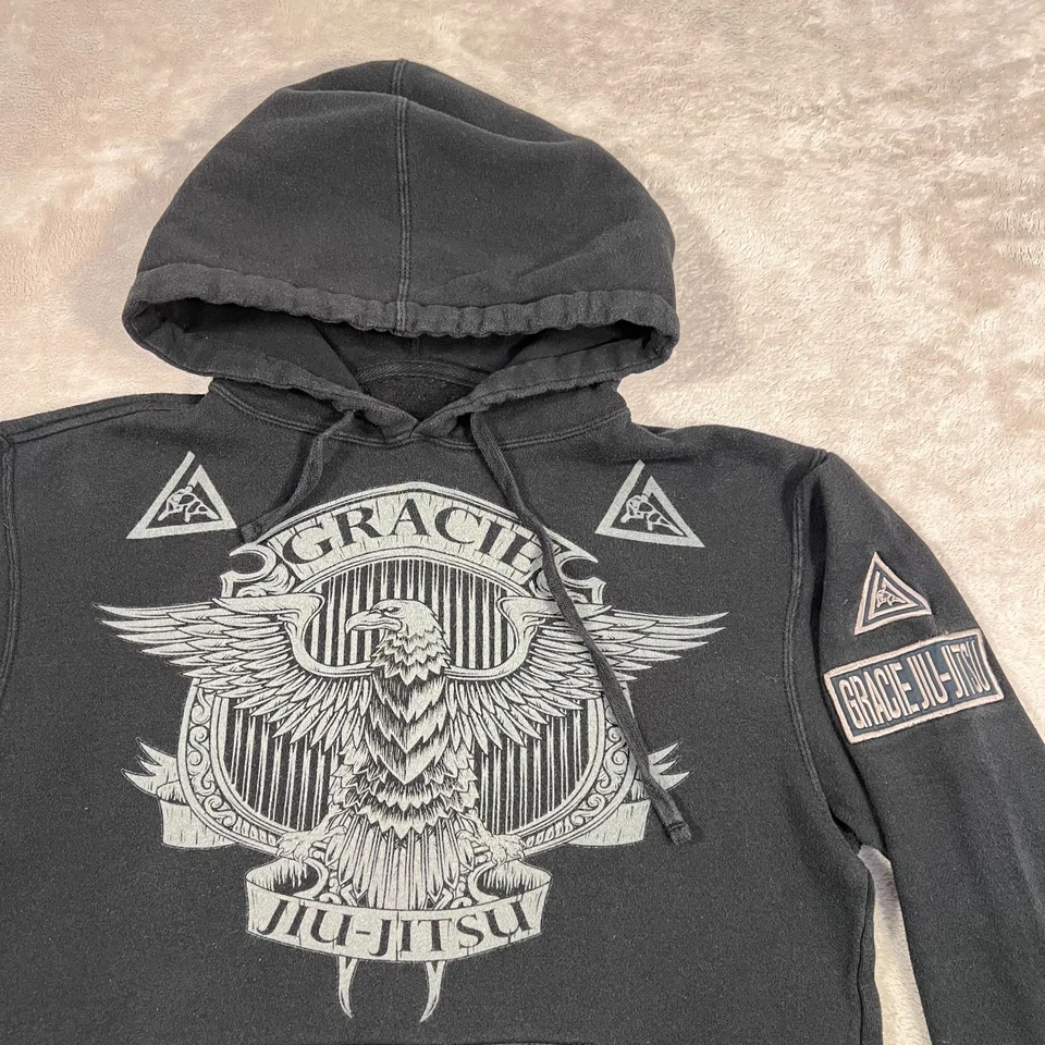 Suéter Gracie Jiu Jitsu Adultos Pequeño Negro Sudadera con Capucha Polar Pullover Gráfico Águila Foto 2 de 4