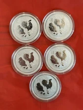 2017 LOT OF 5 Silver 1/2 oz Year of The Rooster Australian Perth Mint IN CAPSULE