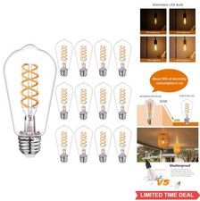 LED Edison Bulb 12 Pack Dimmable E26 6W 60W Equivalent 2700K Warm White ST58