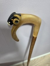 Rams Horn Shepherds Crook. Carved Ram Head, 46.5inch