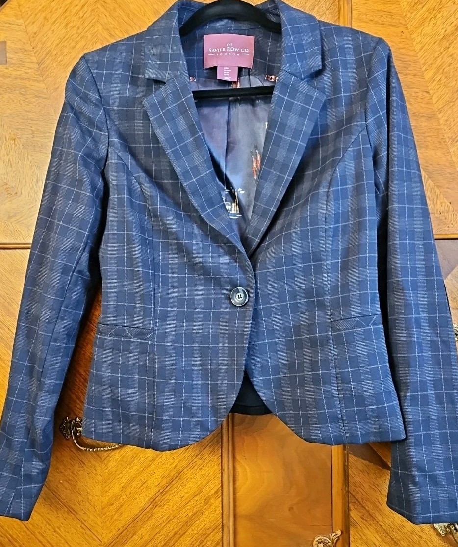 FILA Saville Row Donna Taglia Media Grigio Blu Plaid Monopetto Preppy Vita...