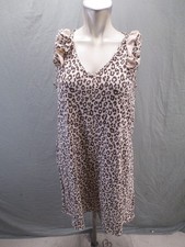 Perfect Peach Size M Womens Multicolor Animal Print V Neck Ruffle Sundress 166
