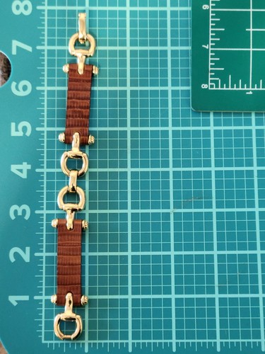Christian Dior Y2K Brown Leather Gold Tone Snaffle Horsebit Link Bracelet Signed - Picture 6 of 23
