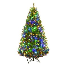 5FT Pre-Lit Christmas Tree Hinged Artificial Tree w/ Metal Stand LED Lights