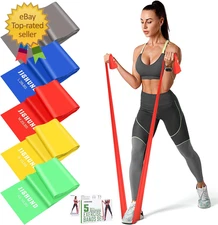 Resistance Bands 5 Pcs Exercise Bands Latex-Free Elastic Stretch Bands for